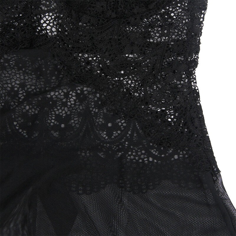 SUBBLIME - BABYDOLL TULLE FABRIC WITH LACE AND FLOWER DETAIL BLACK S/M SUBBLIME BABYDOLLS - 8