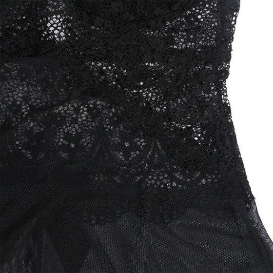 SUBBLIME - BABYDOLL TULLE FABRIC WITH LACE AND FLOWER DETAIL BLACK L/XL SUBBLIME BABYDOLLS - 8
