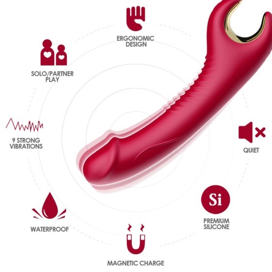 ARMONY - PRINCE DILDO VIBRATOR & ROTATOR RED ARMONY VIBRATORS - 1