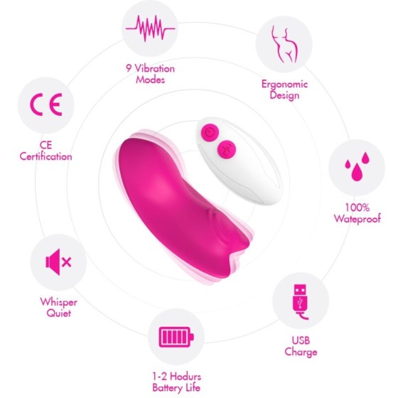 ARMONY - BUTTERFLY WEARABLE PANTIES VIBRATOR REMOTE CONTROL PINK ARMONY WEARABLES - 3