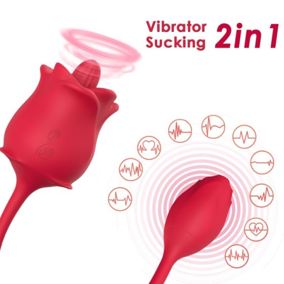 ARMONY - ROSE 2 IN 1 SUCTION STIMULATOR & VIBRATOR 10 MODES WITH RED TAIL ARMONY STIMULATORS - 1
