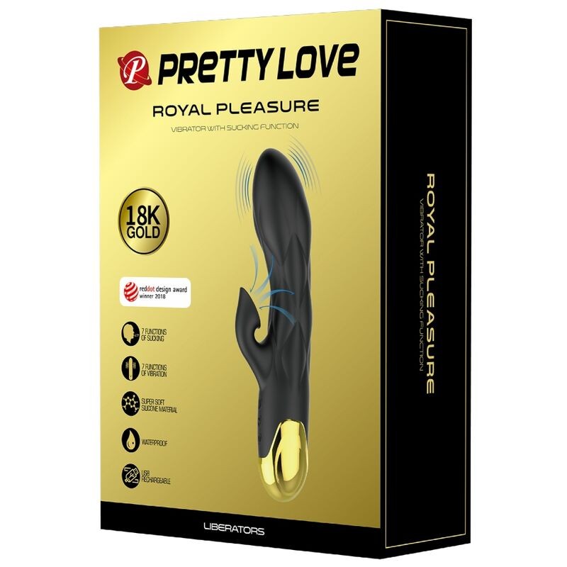 PRETTY LOVE - BLACK RECHARGEABLE GOLD PLATED LUXURY VIBRATOR PRETTY LOVE C-TYPE - 7