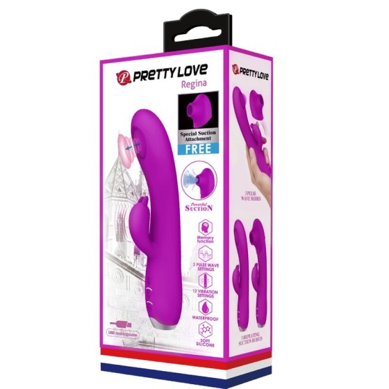 PRETTY LOVE - REGINA RECHARGEABLE VIBRATOR-SUCKER PURPLE PRETTY LOVE C-TYPE - 12