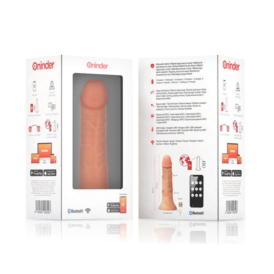 ONINDER - MEDIUM BOGOTÃ VIBRATOR DILDO 9 SPEEDS NATURAL 20 CM -O- 4.2 CM - FREE APP ONINDER - 8