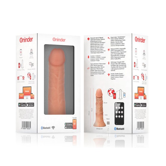 ONINDER - SMALL BOGOTÃ VIBRATOR DILDO 9 SPEEDS NATURAL 17.5 CM -O- 4 CM - FREE APP ONINDER - 8