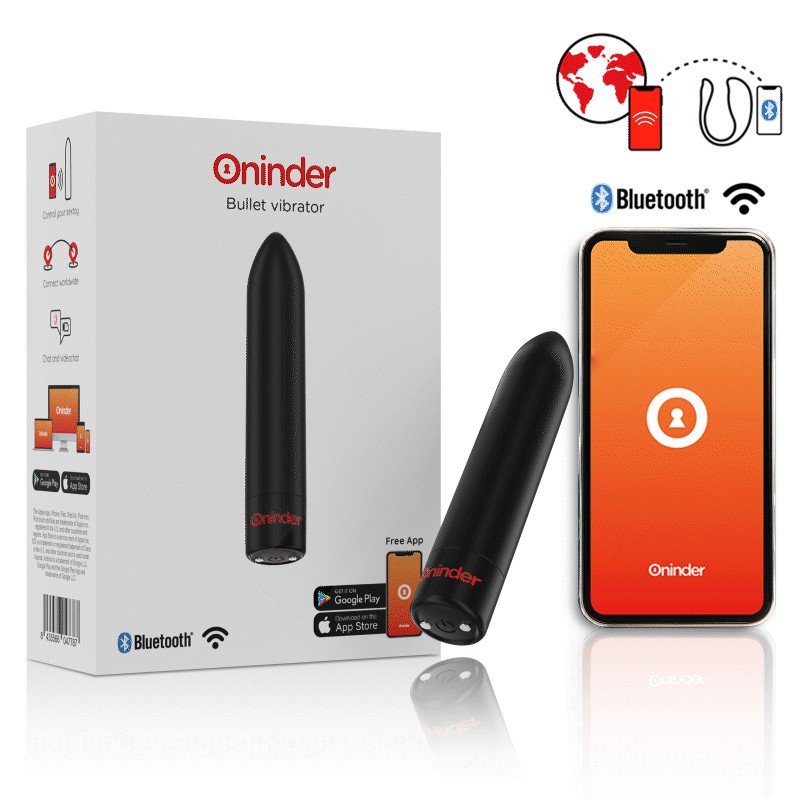 ONINDER - BERLIN BULLET VIBRATOR BLACK 9 MODES 8.5 X 2 CM - FREE APP ONINDER - 1