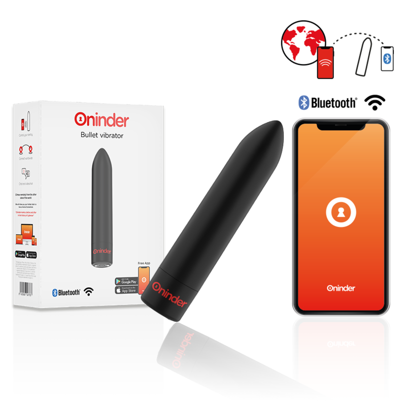 ONINDER - BERLIN BULLET VIBRATOR BLACK 9 MODES 8.5 X 2 CM - FREE APP ONINDER - 2