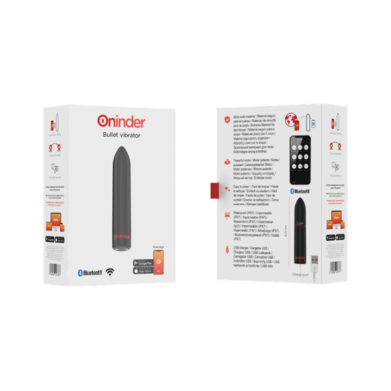 ONINDER - BERLIN BULLET VIBRATOR BLACK 9 MODES 8.5 X 2 CM - FREE APP ONINDER - 9