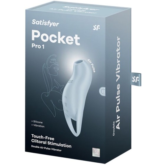 SATISFYER - POCKET PRO 1 CLITORIS STIMULATOR LIGHT BLUE SATISFYER AIR PULSE - 5