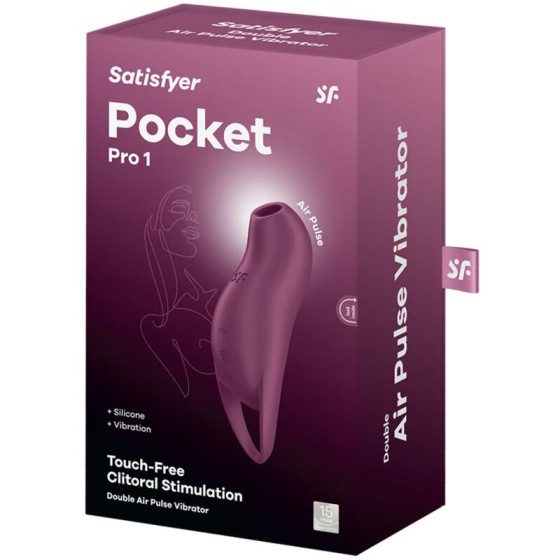 SATISFYER - POCKET PRO 1 CLITORIS STIMULATOR GARNET SATISFYER AIR PULSE - 5