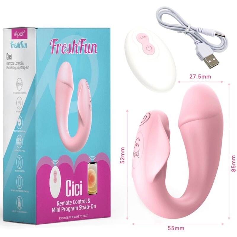 ARMONY - FRESHFUN CICI STAP-ON VIBRATOR REMOTE CONTROL AND APP 10 VIBRATIONS PINK ARMONY VIBRATORS - 5