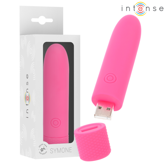 INTENSE - SYMONE USB RECHARGEABLE VIBRATING BULLET 8 VIBRATIONS PINK 10 X 2.2 CM INTENSE FUN - 1