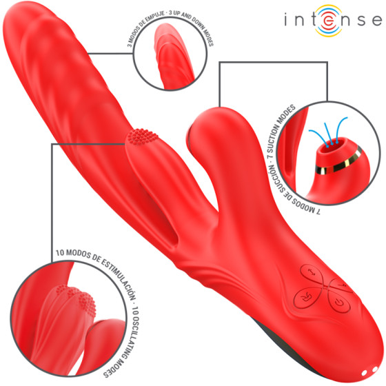 INTENSE - KAROL MULTIFUNCTION VIBRATOR THRUST & STIMULATION & SUCTION RED