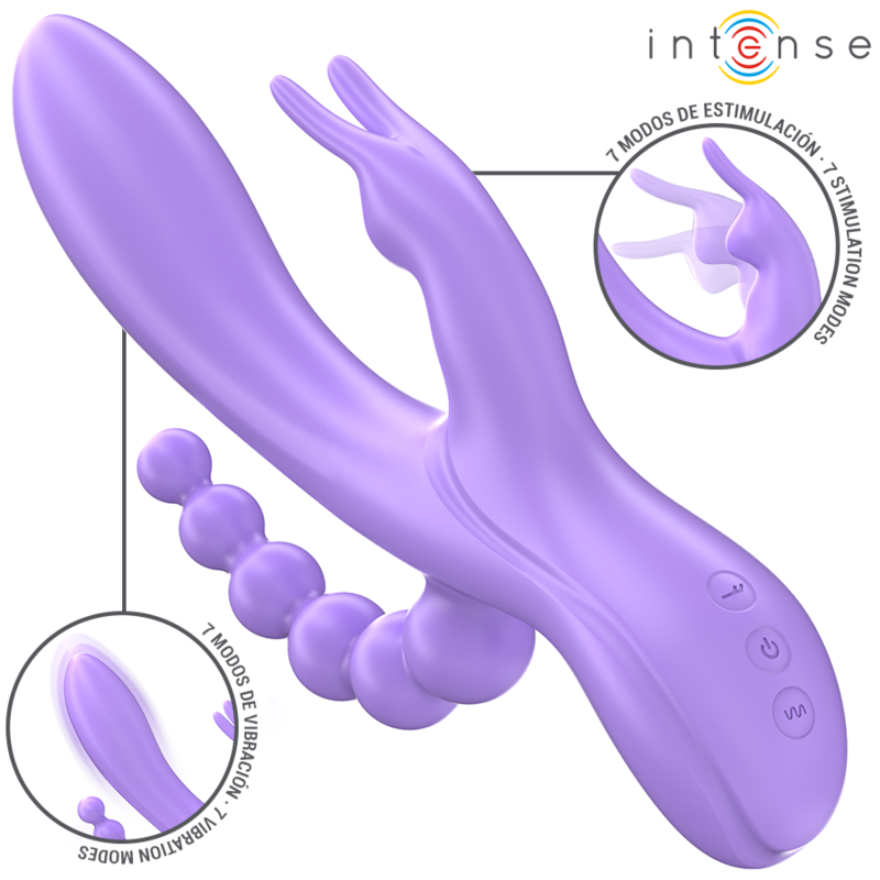 INTENSE - MIKO TRIPLE VIBRATOR RABBIT & STIMULATOR & ANAL 7 VIBRATIONS PURPLE INTENSE FUN - 1