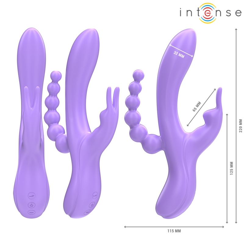 INTENSE - MIKO TRIPLE VIBRATOR RABBIT & STIMULATOR & ANAL 7 VIBRATIONS PURPLE INTENSE FUN - 2