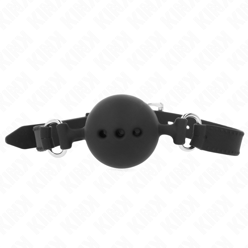 KINK - FULL SILICONE GAG 55 x 2 CM WITH 4.5 CM BALL SIZE M BLACK ADJUSTABLE 35-51 CM KINK COLLAR & GAG - 1