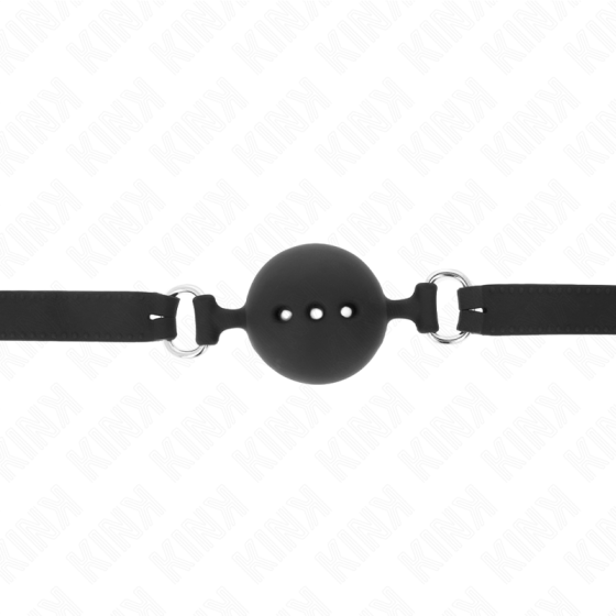 KINK - FULL SILICONE GAG 55 x 2 CM WITH 4.5 CM BALL SIZE M BLACK ADJUSTABLE 35-51 CM KINK COLLAR & GAG - 4