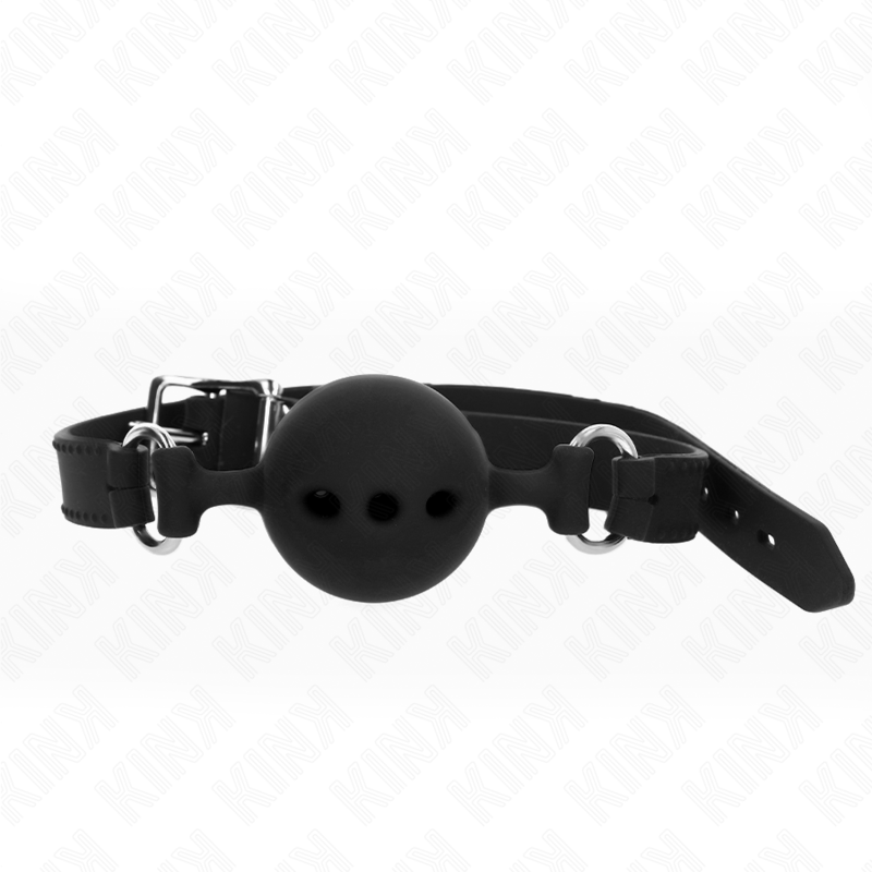 KINK - FULL SILICONE GAG 55 x 2 CM WITH 5 CM BALL SIZE L BLACK ADJUSTABLE 35-51 CM KINK COLLAR & GAG - 1