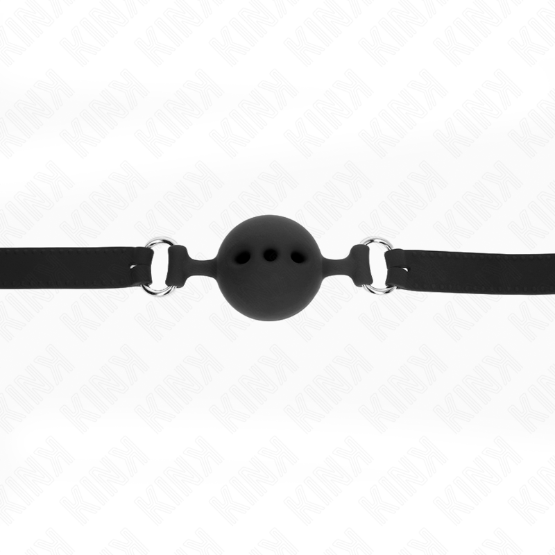 KINK - FULL SILICONE GAG 55 x 2 CM WITH 5 CM BALL SIZE L BLACK ADJUSTABLE 35-51 CM KINK COLLAR & GAG - 4