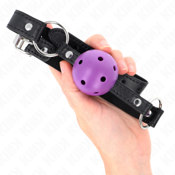 KINK - HOLLOW HARD PURPLE BALL 4.5 CM GAG 63.5 X 2 CM KINK COLLAR & GAG - 4