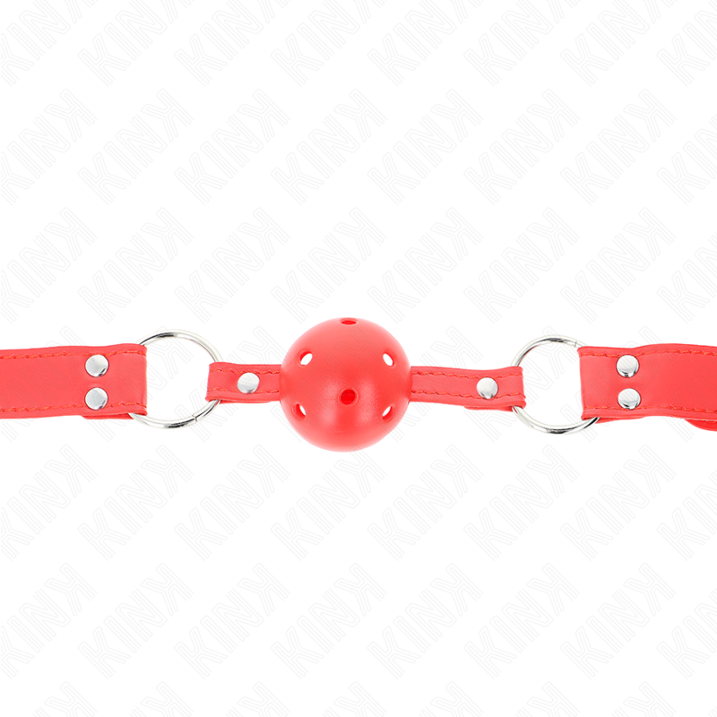 KINK - COMPLETE RED HOLLOW HARD BALL GAG 62 x 2 CM KINK COLLAR & GAG - 3