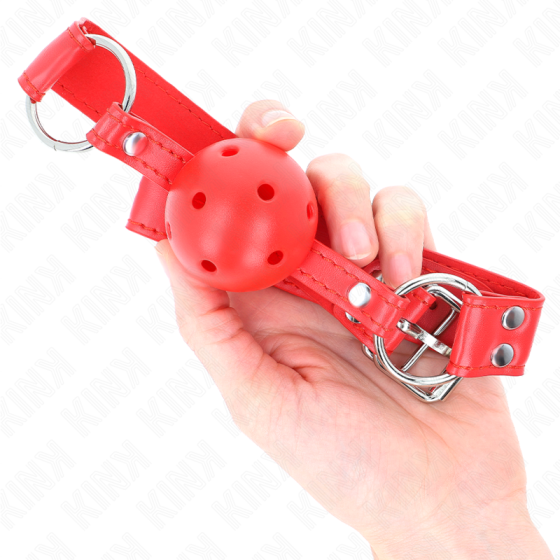 KINK - COMPLETE RED HOLLOW HARD BALL GAG 62 x 2 CM KINK COLLAR & GAG - 4