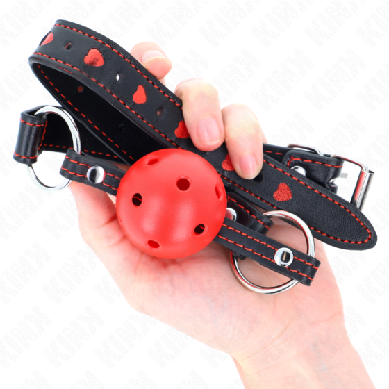 KINK - HOLLOW HARD RED BALL GAG MODEL 2 65 x 2.5 CM KINK COLLAR & GAG - 4