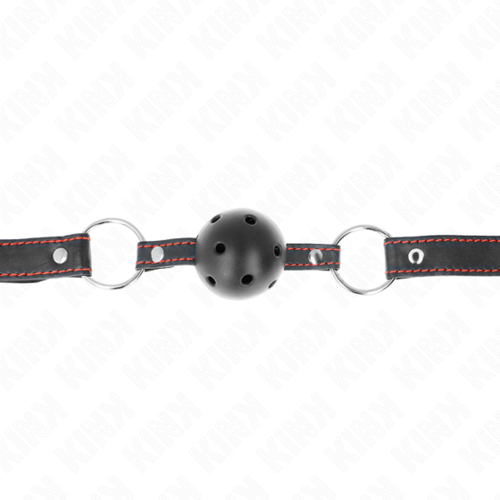 KINK - HOLLOW HARD BLACK BALL GAG MODEL 2 65 x 2.5 CM KINK COLLAR & GAG - 4