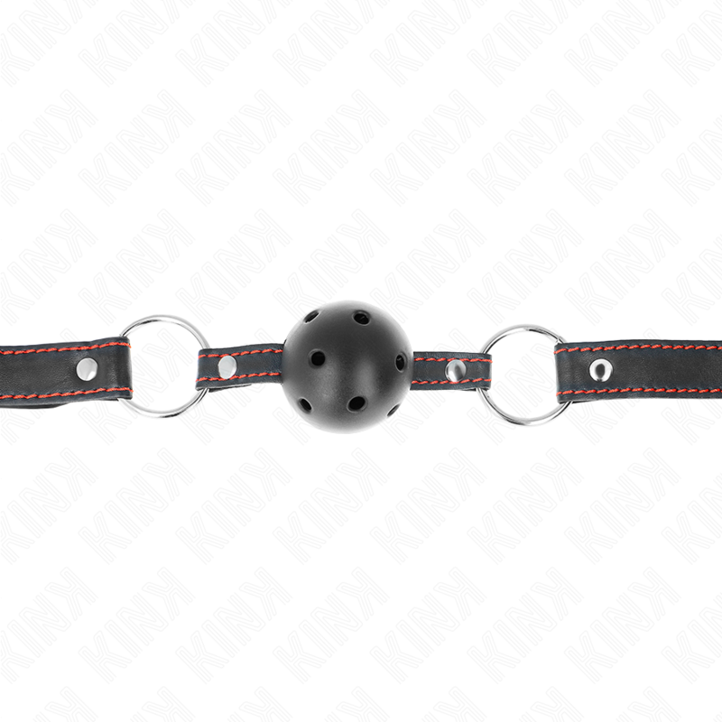 KINK - HOLLOW HARD BLACK BALL GAG MODEL 2 65 x 2.5 CM KINK COLLAR & GAG - 4