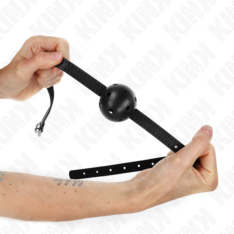 KINK - SIMPLICITY BLACK BREATHABLE BALL 4.5 CM GAG 62 x 1.5 CM KINK COLLAR & GAG - 1