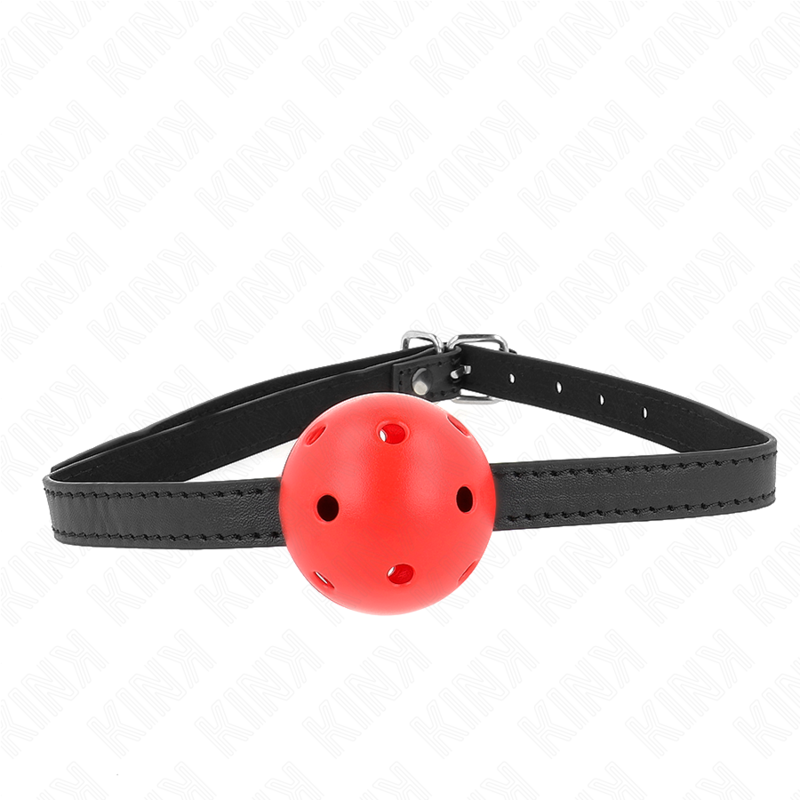 KINK - SIMPLICITY RED BREATHABLE 4.5 CM BALL GAG 62 x 1.5 CM KINK COLLAR & GAG - 1