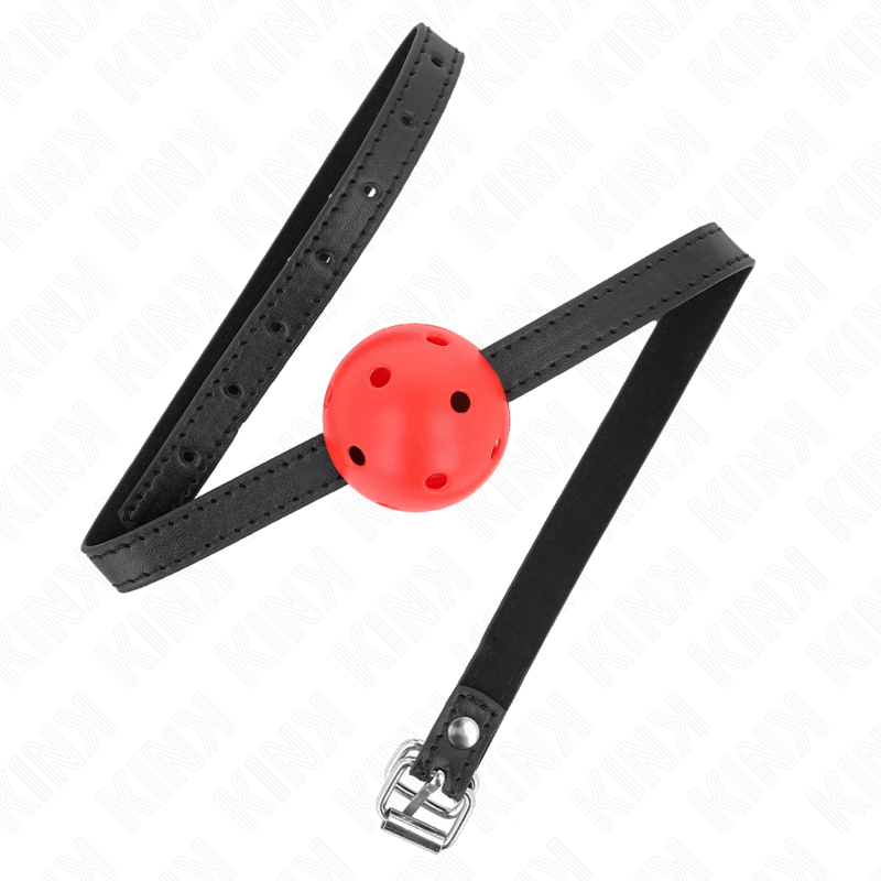 KINK - SIMPLICITY RED BREATHABLE 4.5 CM BALL GAG 62 x 1.5 CM KINK COLLAR & GAG - 2