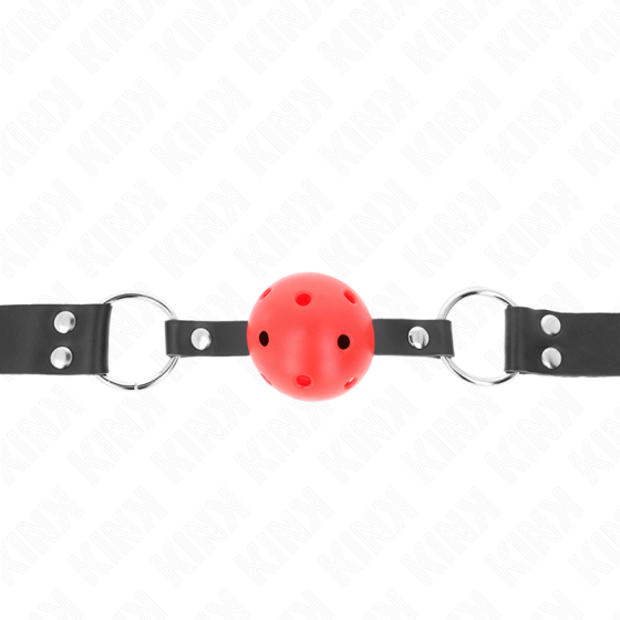 KINK - BREATHABLE BALL 4 CM GAG WITH DOUBLE RIVET RED 62.5 x 2.5 CM ADJUSTABLE 42-58 CM KINK COLLAR & GAG - 3