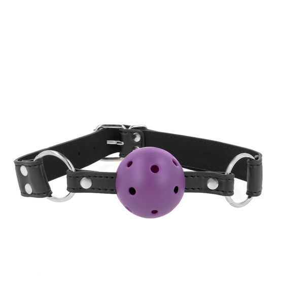 KINK - BREATHABLE BALL 4 CM GAG WITH DOUBLE RIVET PURPLE 62.5 x 2.5 CM ADJUSTABLE 42-58 CM KINK COLLAR & GAG - 1