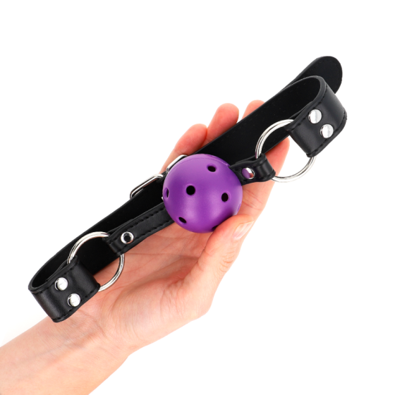 KINK - BREATHABLE BALL 4 CM GAG WITH DOUBLE RIVET PURPLE 62.5 x 2.5 CM ADJUSTABLE 42-58 CM KINK COLLAR & GAG - 3