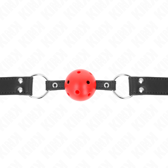 KINK - BREATHABLE BALL 4 CM GAG WITH DOUBLE RIVET LEATHER 62.5 x 2.5 CM ADJUSTABLE 42-58 CM KINK COLLAR & GAG - 3