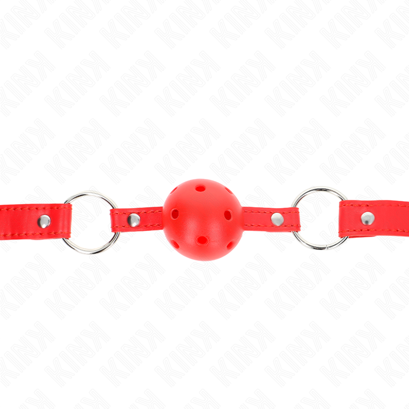 KINK - BREATHABLE BALL 4 CM GAG WITH DOUBLE RIVET MODEL 1 RED 62.5 x 2.5 CM ADJUSTABLE 42-58 CM KINK COLLAR & GAG - 1