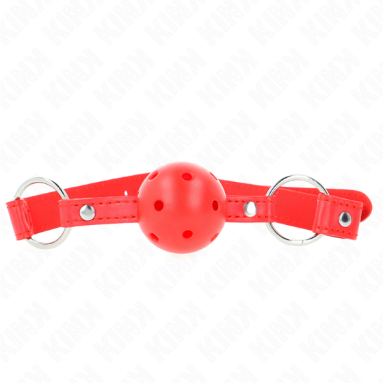 KINK - BREATHABLE BALL 4 CM GAG WITH DOUBLE RIVET MODEL 1 RED 62.5 x 2.5 CM ADJUSTABLE 42-58 CM KINK COLLAR & GAG - 3