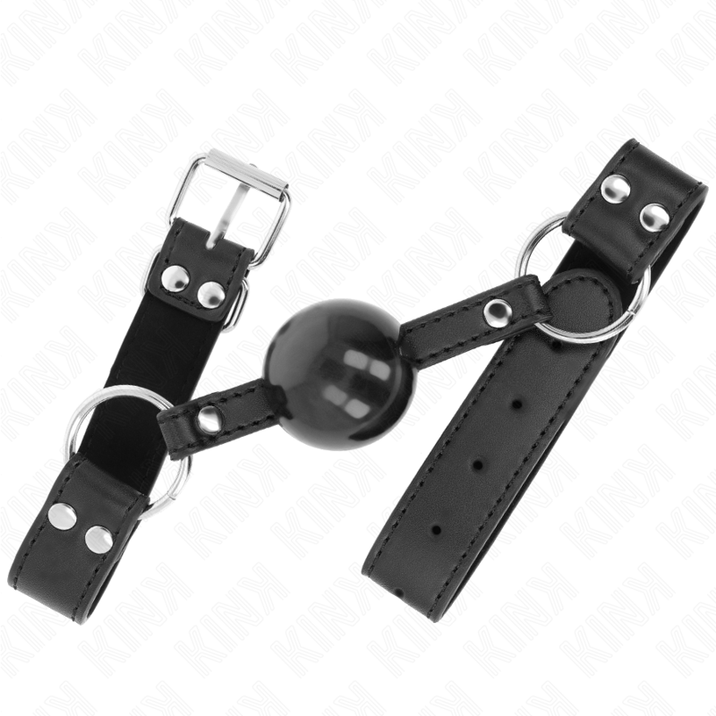 KINK - SOFT AND SOLID BALL 4 CM GAG WITH LEATHERETTE STRAP 62 x 2.5 CM ADJUSTABLE 42-58 CM KINK COLLAR & GAG - 2