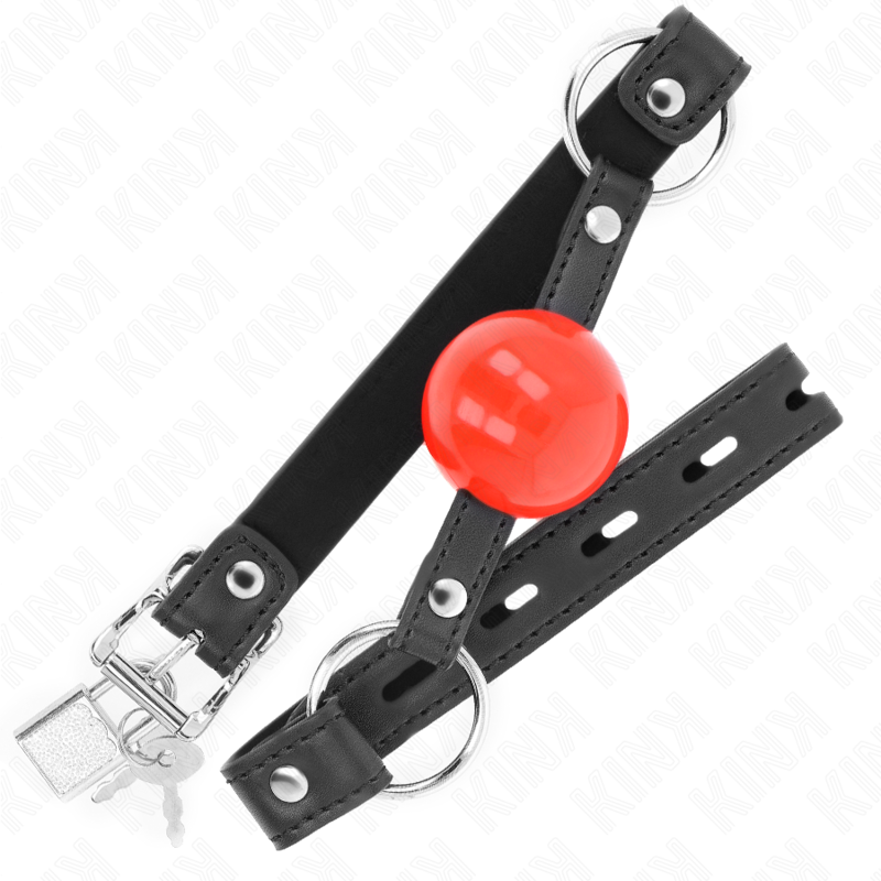 KINK - BALL 4 CM GAG WITH LOCK RED BALL BLACK STRAP 60 x 2 CM KINK COLLAR & GAG - 2