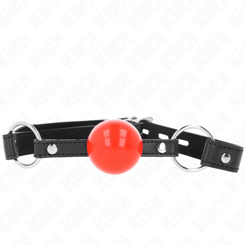 KINK - BALL 4 CM GAG WITH LOCK RED BALL BLACK STRAP 60 x 2 CM KINK COLLAR & GAG - 3