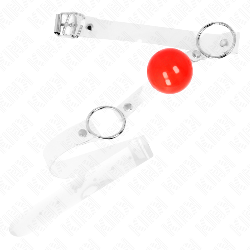 KINK - RED TRANSPARENT PVC BALL 4 CM GAG ADJUSTABLE KINK COLLAR & GAG - 2