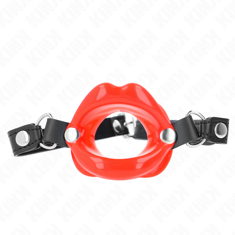 KINK - LIP 8 CM GAG WITH RED LEATHERETTE STRAP 63 x 2 CM ADJUSTABLE 39-58 CM KINK COLLAR & GAG - 1