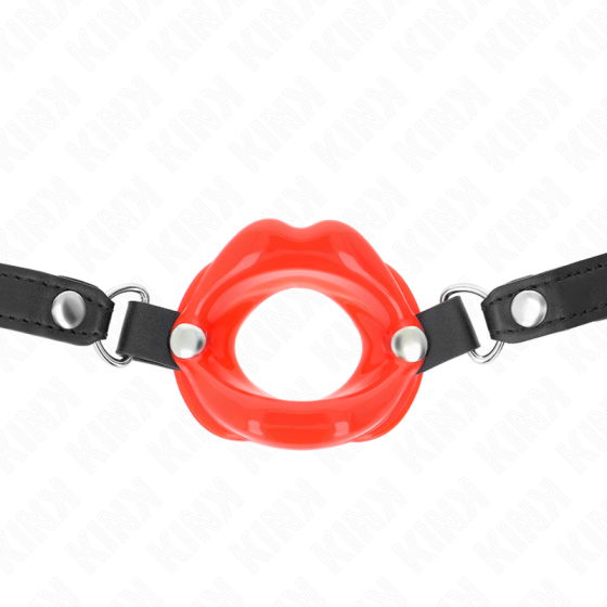 KINK - LIP 8 CM GAG WITH RED LEATHERETTE STRAP 63 x 2 CM ADJUSTABLE 39-58 CM KINK COLLAR & GAG - 3