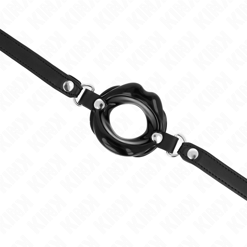 KINK - LIP 8 CM GAG WITH BLACK LEATHERETTE STRAP 63 x 2 CM ADJUSTABLE 39-58 CM KINK COLLAR & GAG - 4