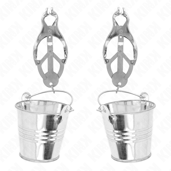 KINK - JAPANESE CLOVER NIPPLE CLAMPS WITH BUCKETS SILVER KINK NIPPLE GRIP - 1