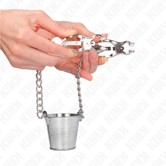 KINK - NIPPLE CLAMPS WITH A BUCKET SILVER KINK NIPPLE GRIP - 4