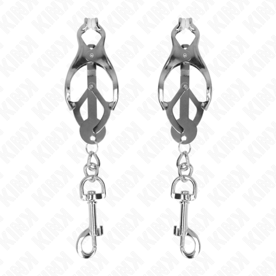 KINK - JAPANESE CLOVER NIPPLE CLAMPS WITH HOOKS SILVER KINK NIPPLE GRIP - 1