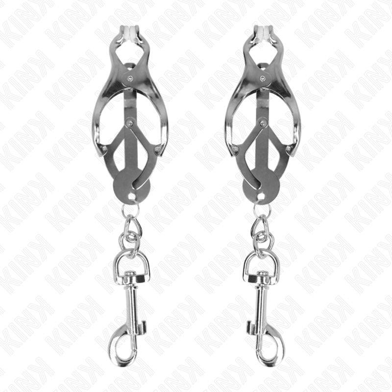 KINK - JAPANESE CLOVER NIPPLE CLAMPS WITH HOOKS SILVER KINK NIPPLE GRIP - 1