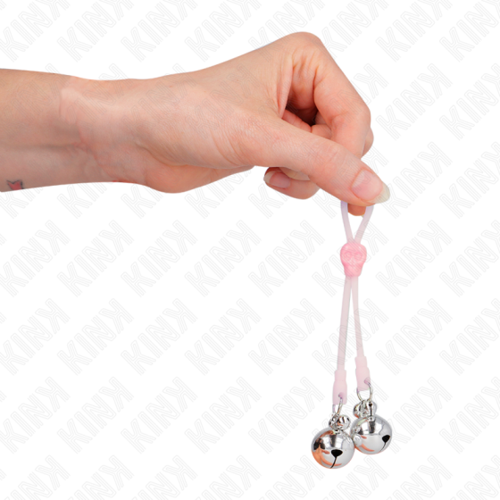 KINK - LUMINOUS SKULL NIPPLE CLAMPS WITH RING BELLS ADJUSTABLE PINK / SILVER KINK NIPPLE GRIP - 4